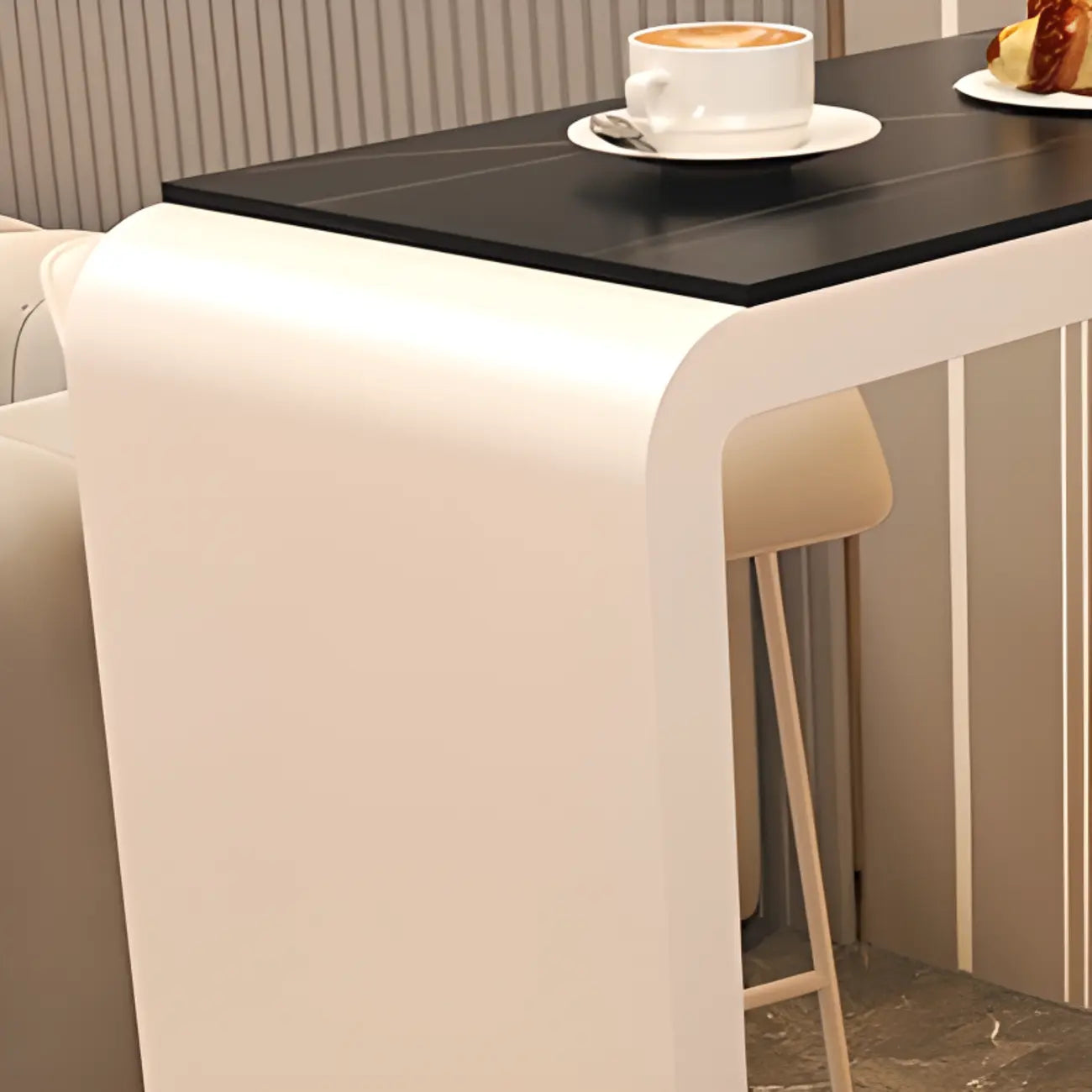 Coal Slate White Metal Bistro Table with Storage