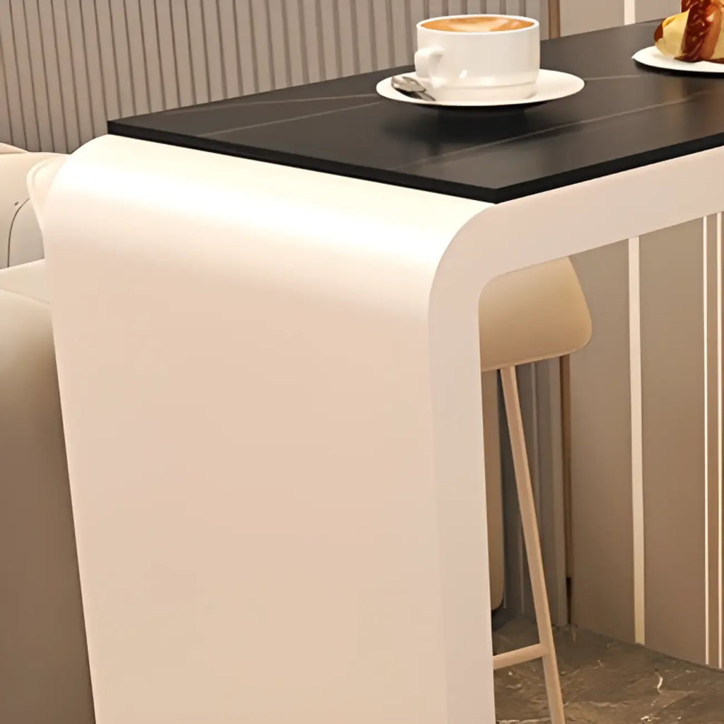 Coal Slate White Metal Bistro Table with Storage