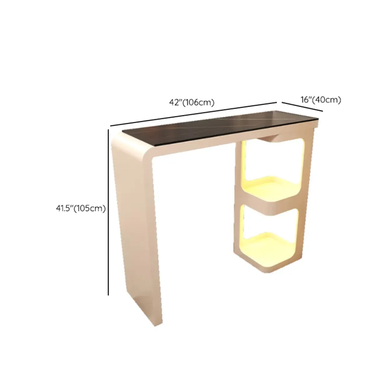 Coal Slate White Metal Bistro Table with Storage