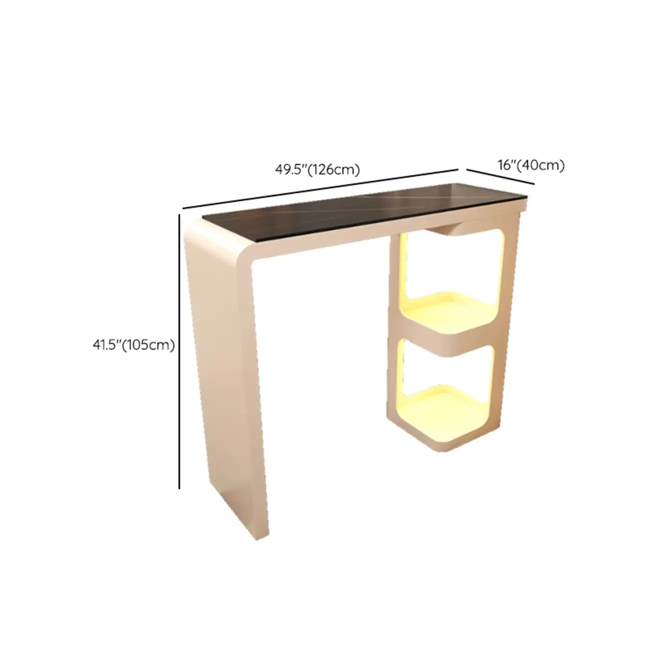 Coal Slate White Metal Bistro Table with Storage