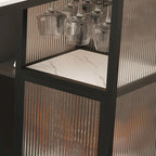 Sleek White Slate Storage Bar Tables with Stemware Holders