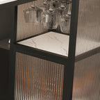 Sleek White Slate Storage Bar Tables with Stemware Holders