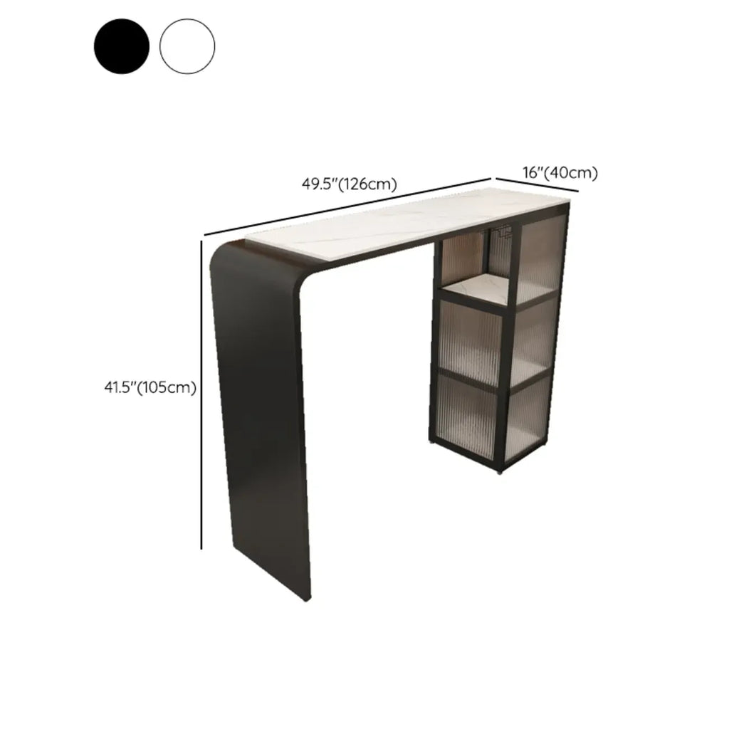 Sleek White Slate Storage Bar Tables with Stemware Holders