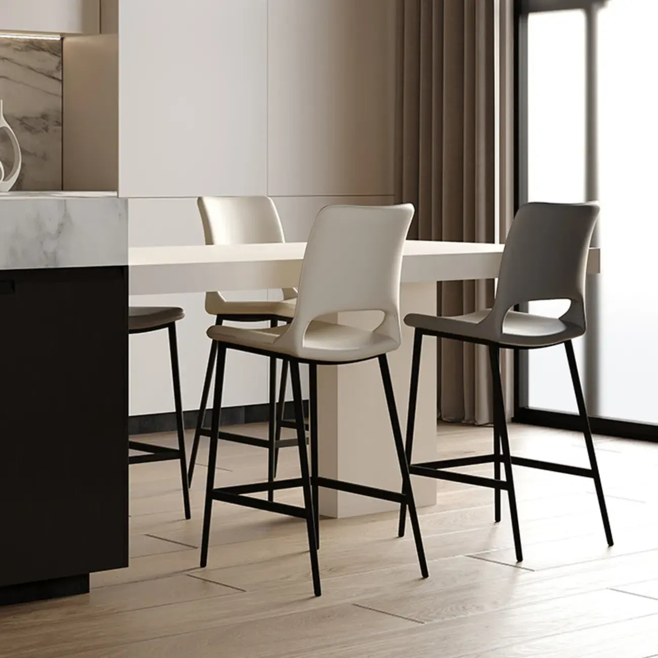 Saddle Faux Leather Counter Bar Stool High Back