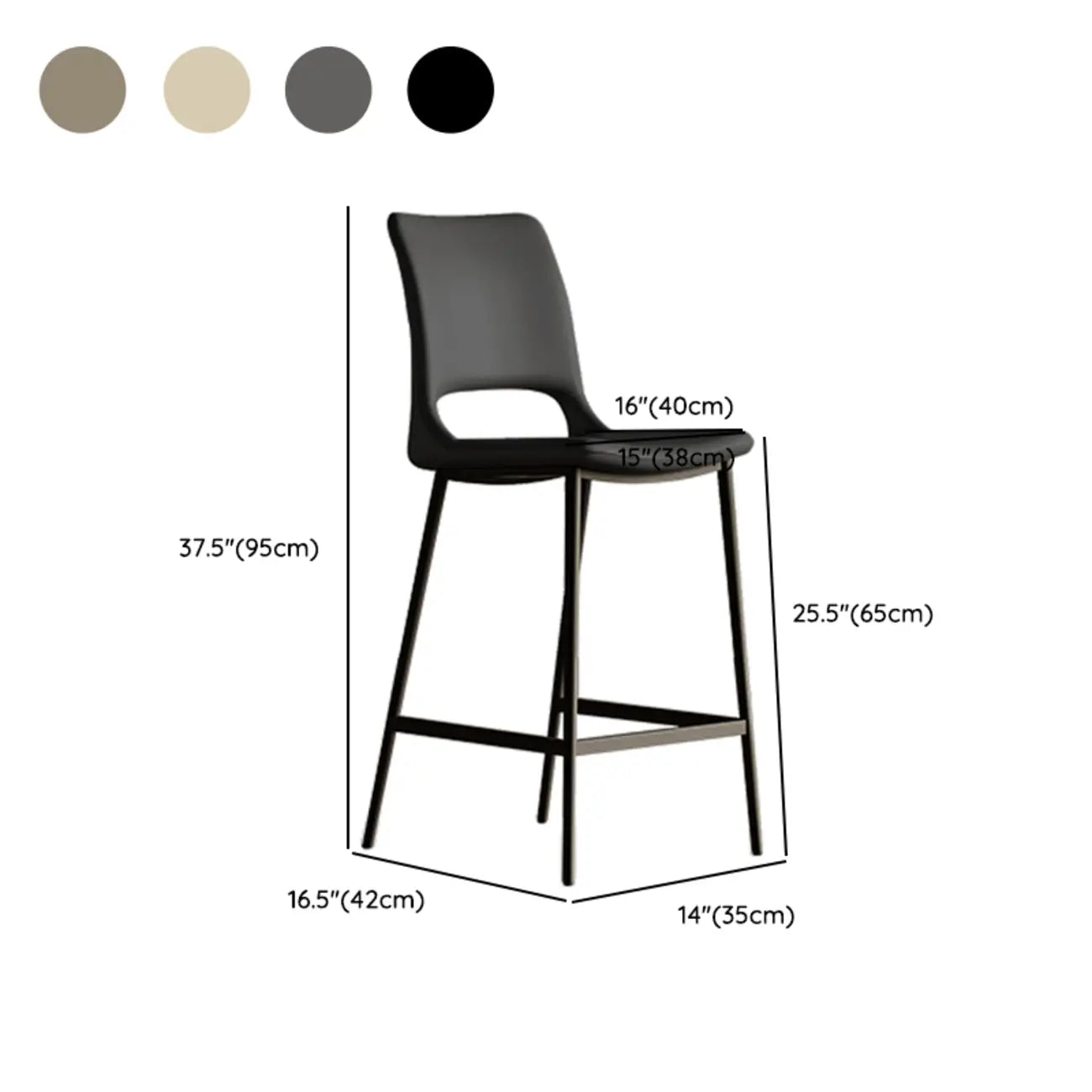 Saddle Faux Leather Counter Bar Stool High Back