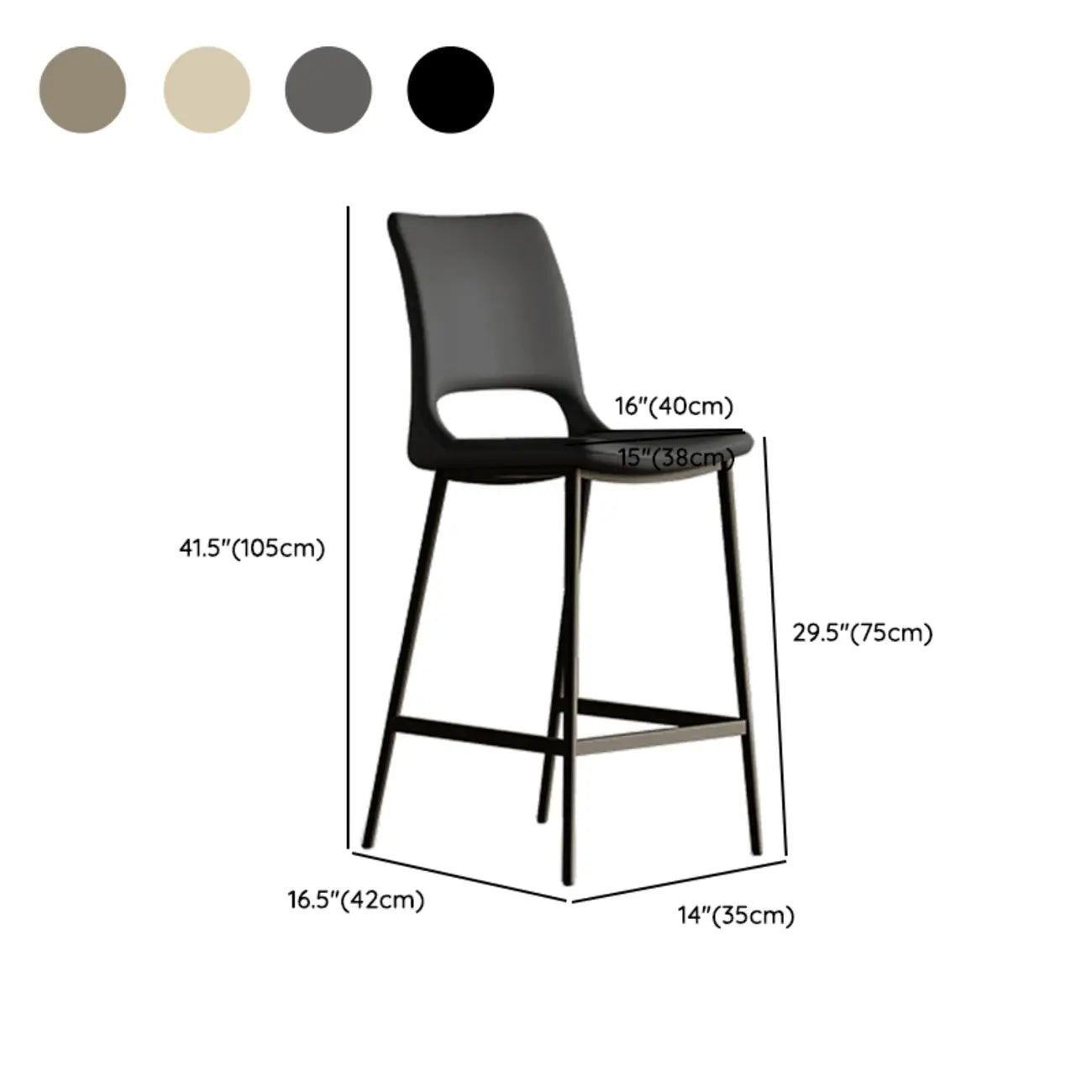 Saddle Faux Leather Counter Bar Stool High Back