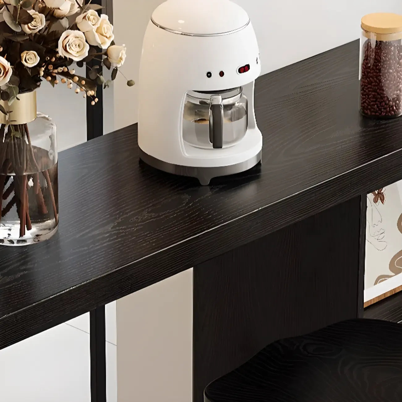 Modern Black Wooden Storage Bar Tables