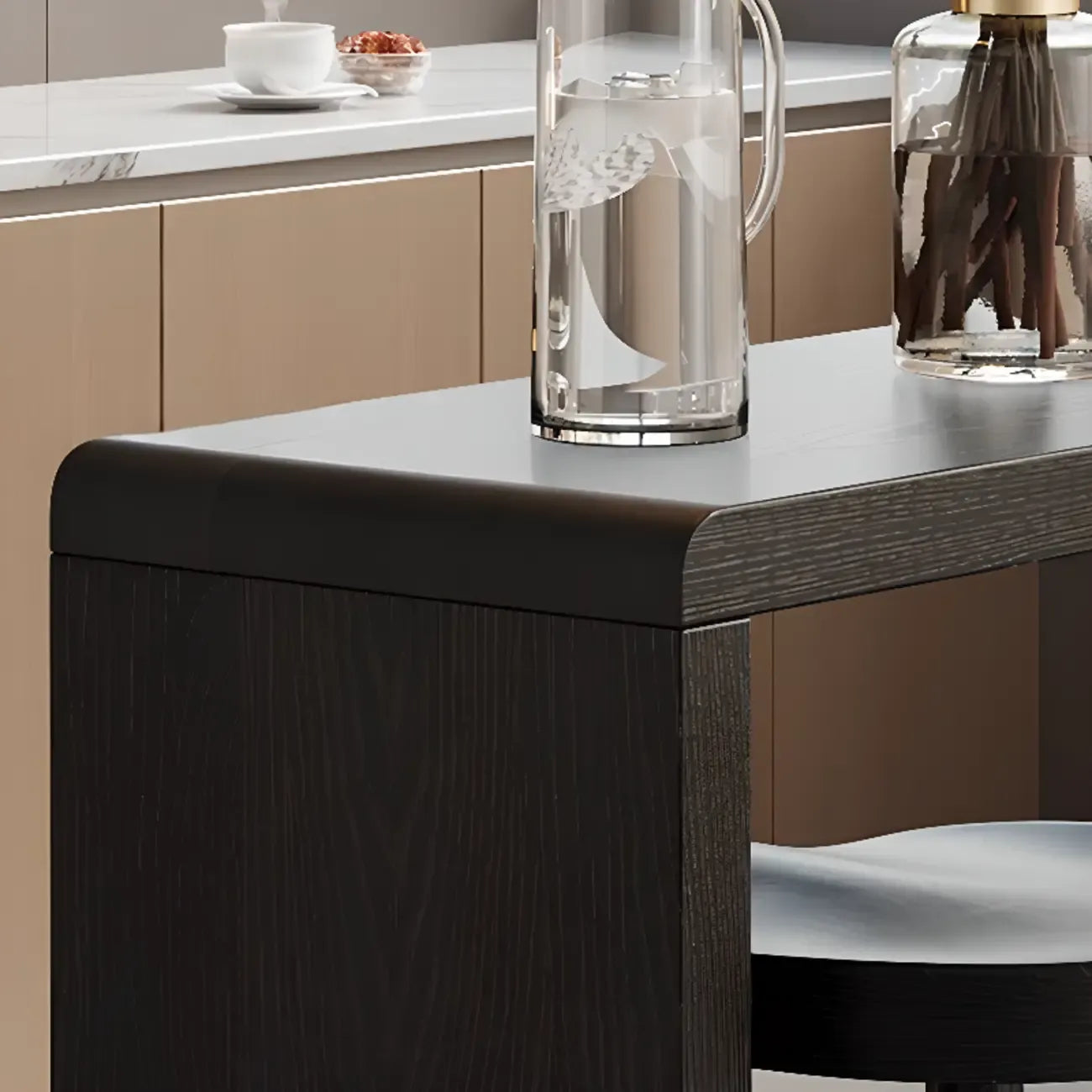Modern Black Wooden Storage Bar Tables