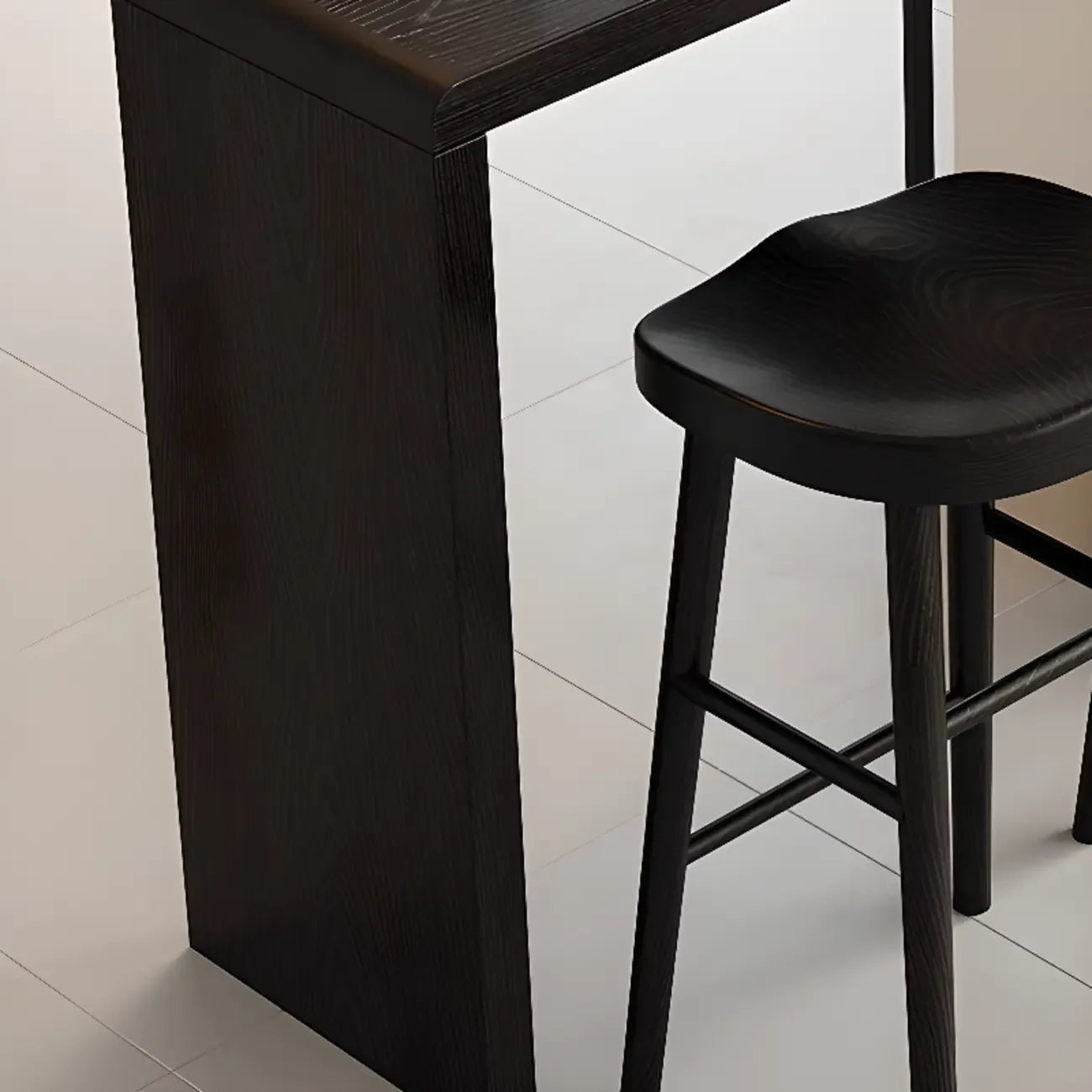 Modern Black Wooden Storage Bar Tables