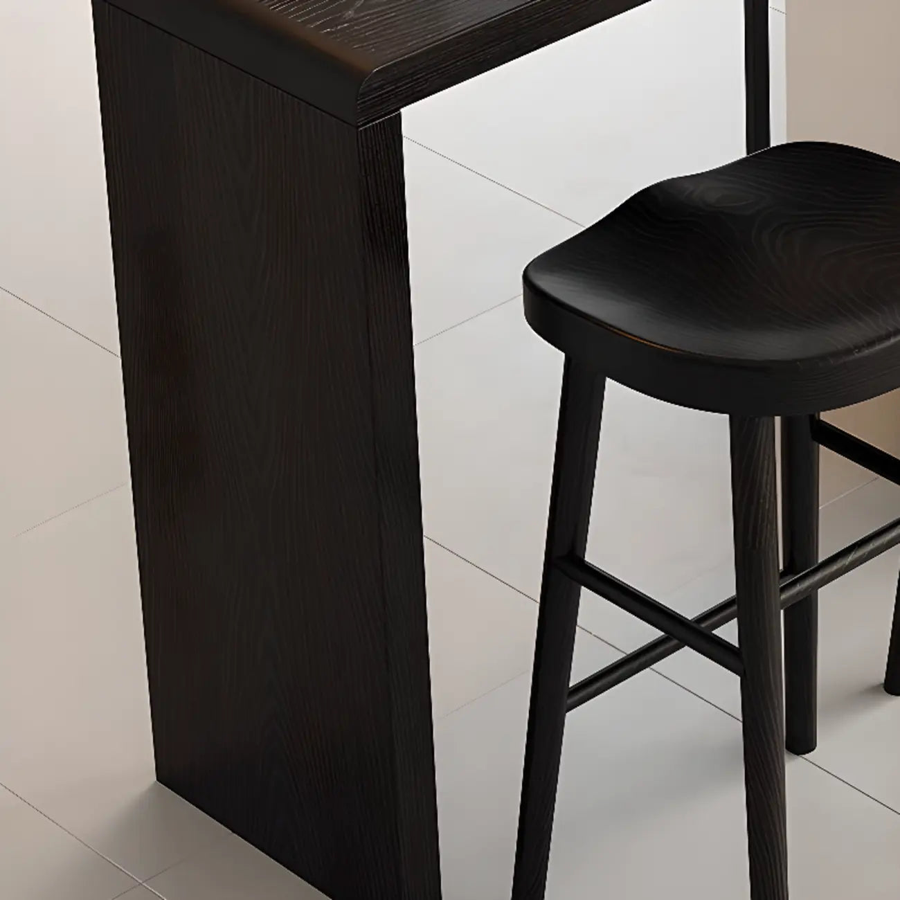 Modern Black Wooden Storage Bar Tables