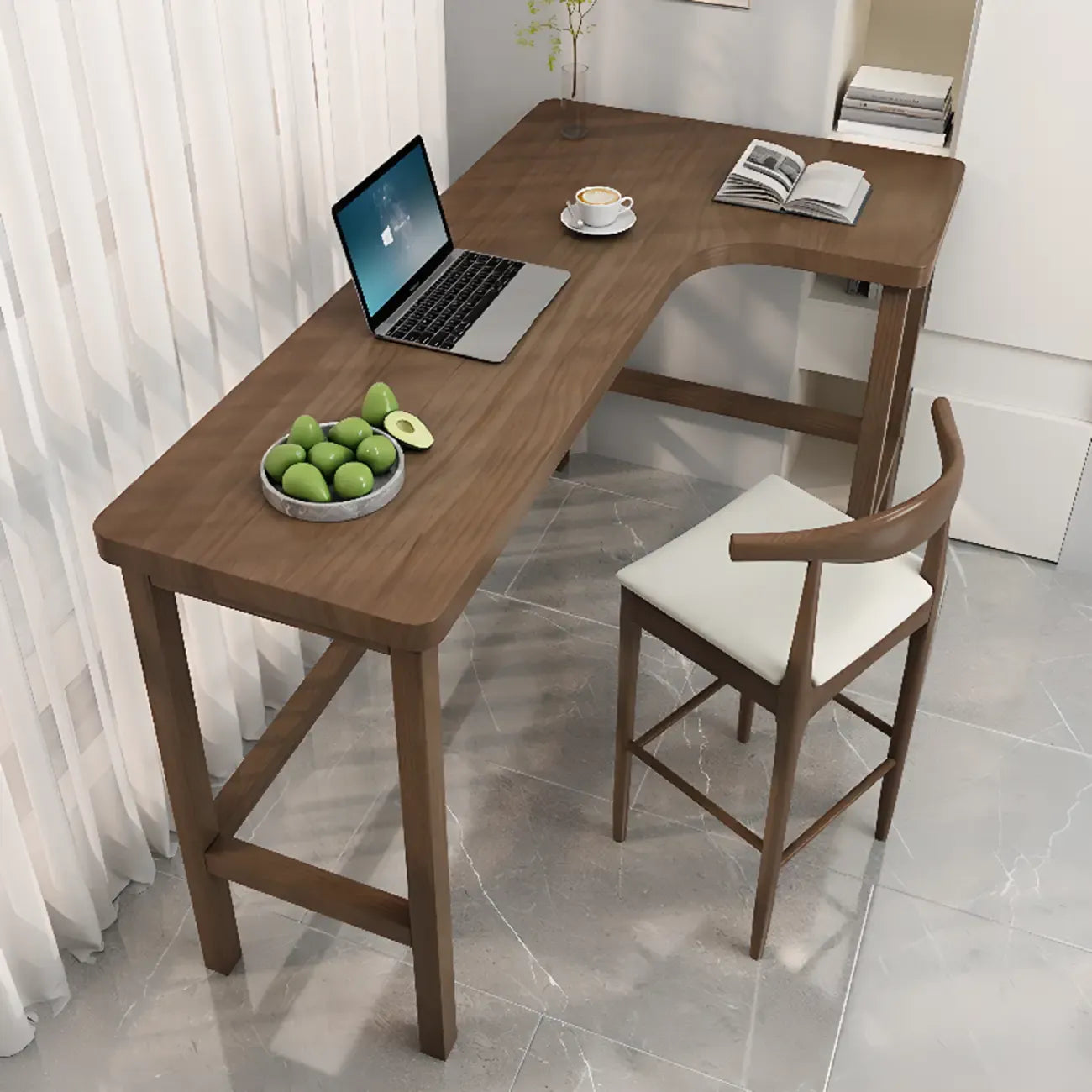Free Form Brown Wooden Footrest Bar Tables
