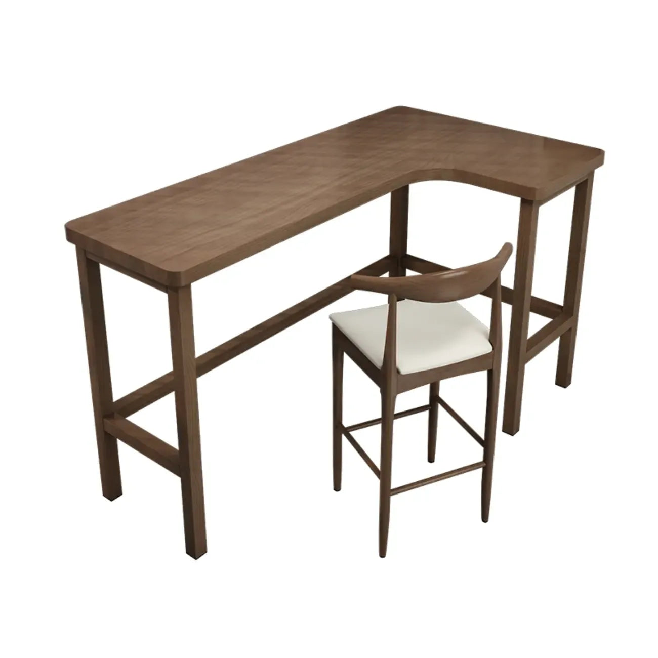 Free Form Brown Wooden Footrest Bar Tables