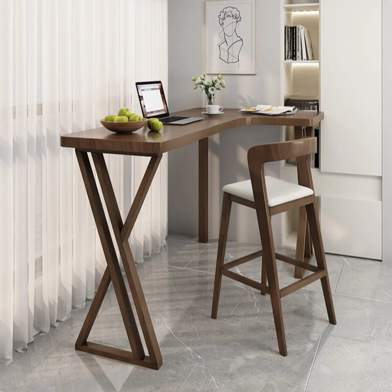 Smooth Brown Wooden Free Foam Bar Tables