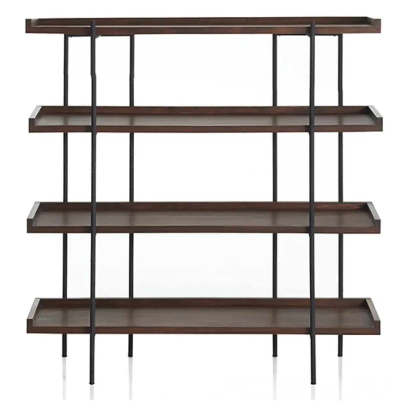 Contemporary Iron Brown Multi-tier Wood Etagere Bookcase
