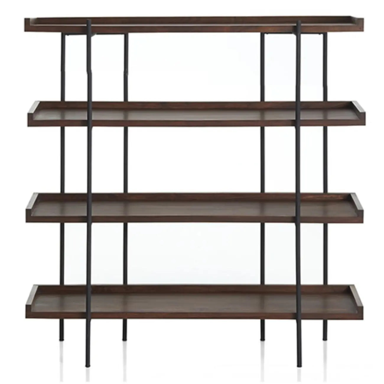 Contemporary Iron Brown Multi-tier Wood Etagere Bookcase