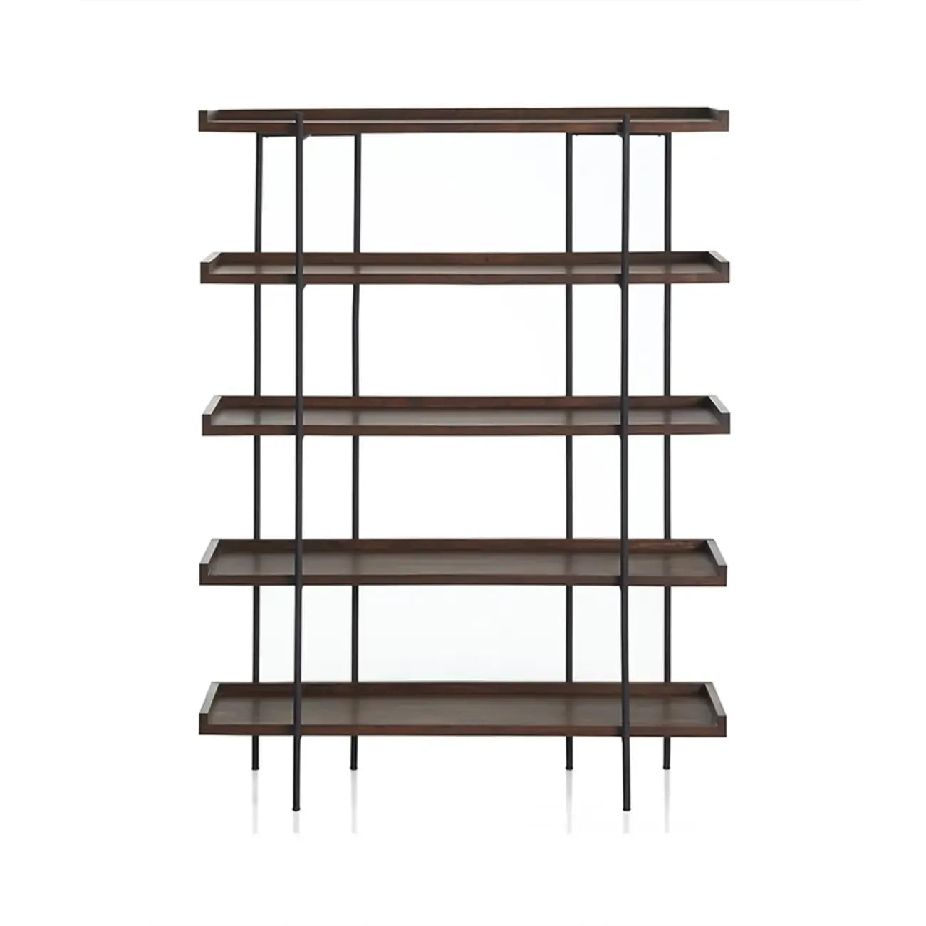 Contemporary Iron Brown Multi-tier Wood Etagere Bookcase