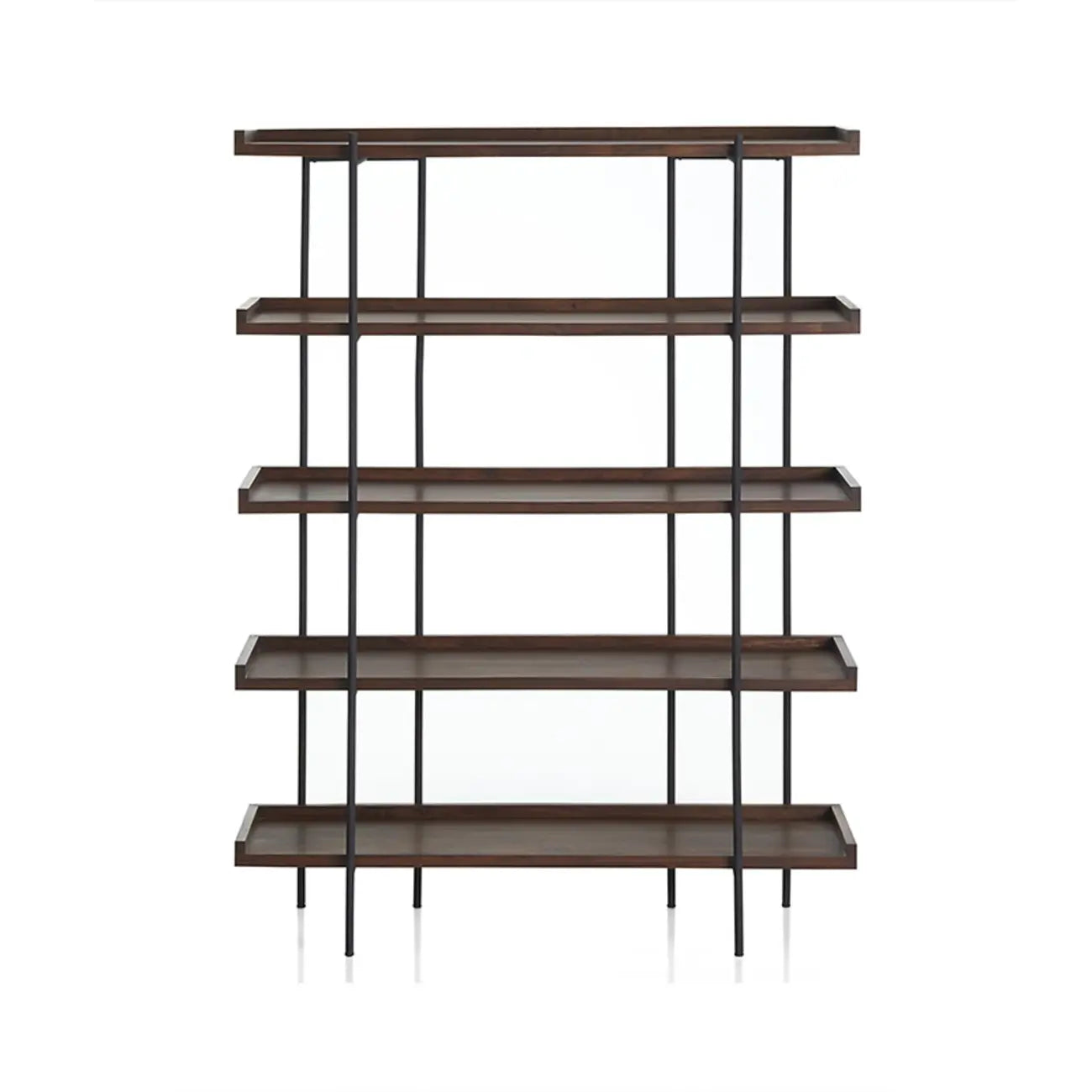 Contemporary Iron Brown Multi-tier Wood Etagere Bookcase