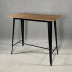 Industrial Brown Wood Black Metal Bar Tables