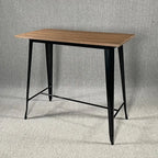 Industrial Brown Wood Black Metal Bar Tables