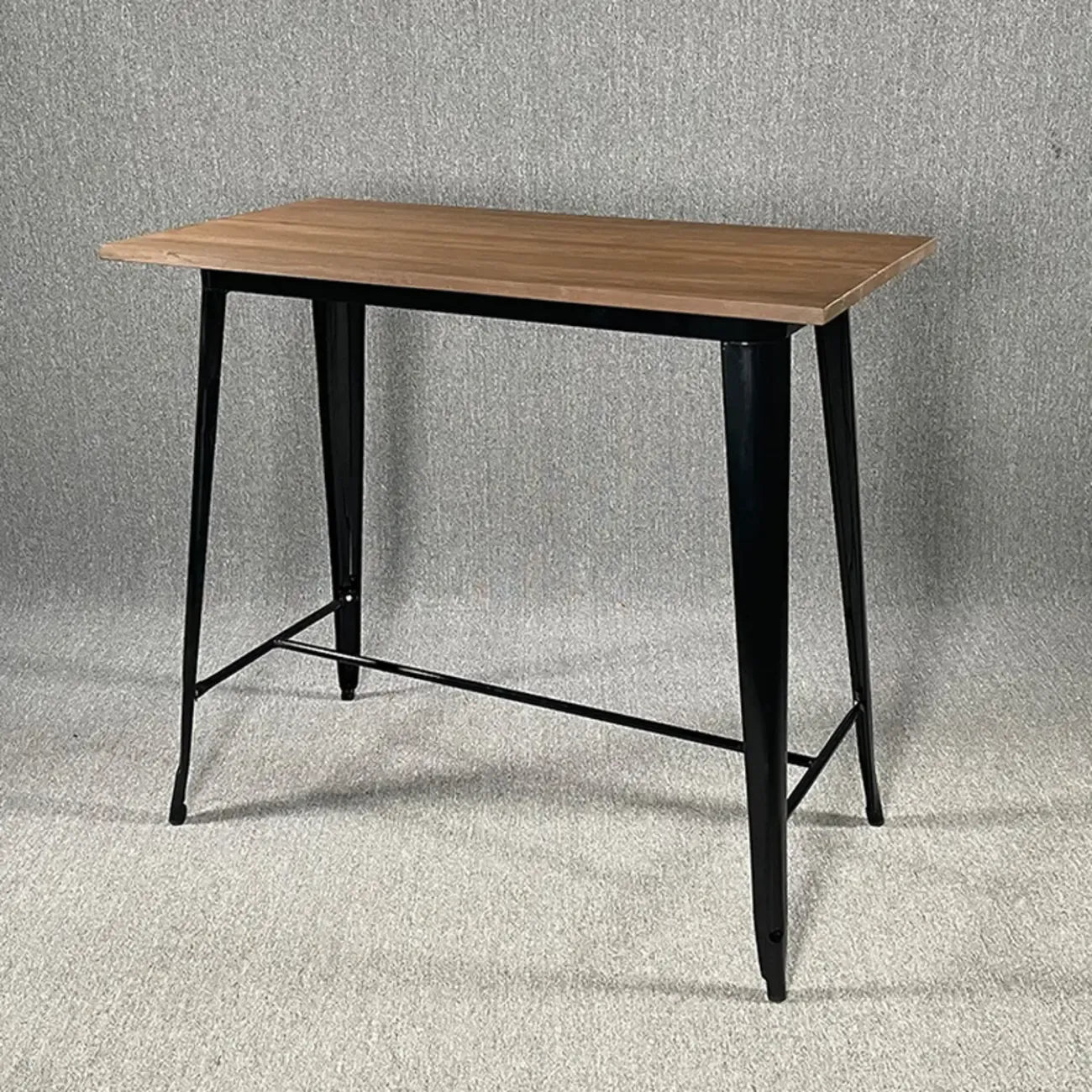 Industrial Brown Wood Black Metal Bar Tables