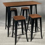 Industrial Brown Wood Black Metal Bar Tables
