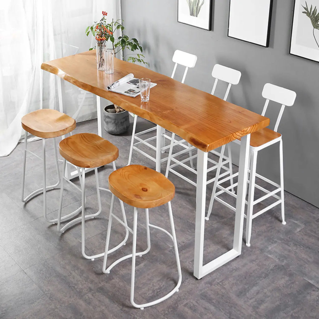 Scandinavian Hardwood Pub Table with Sled Base