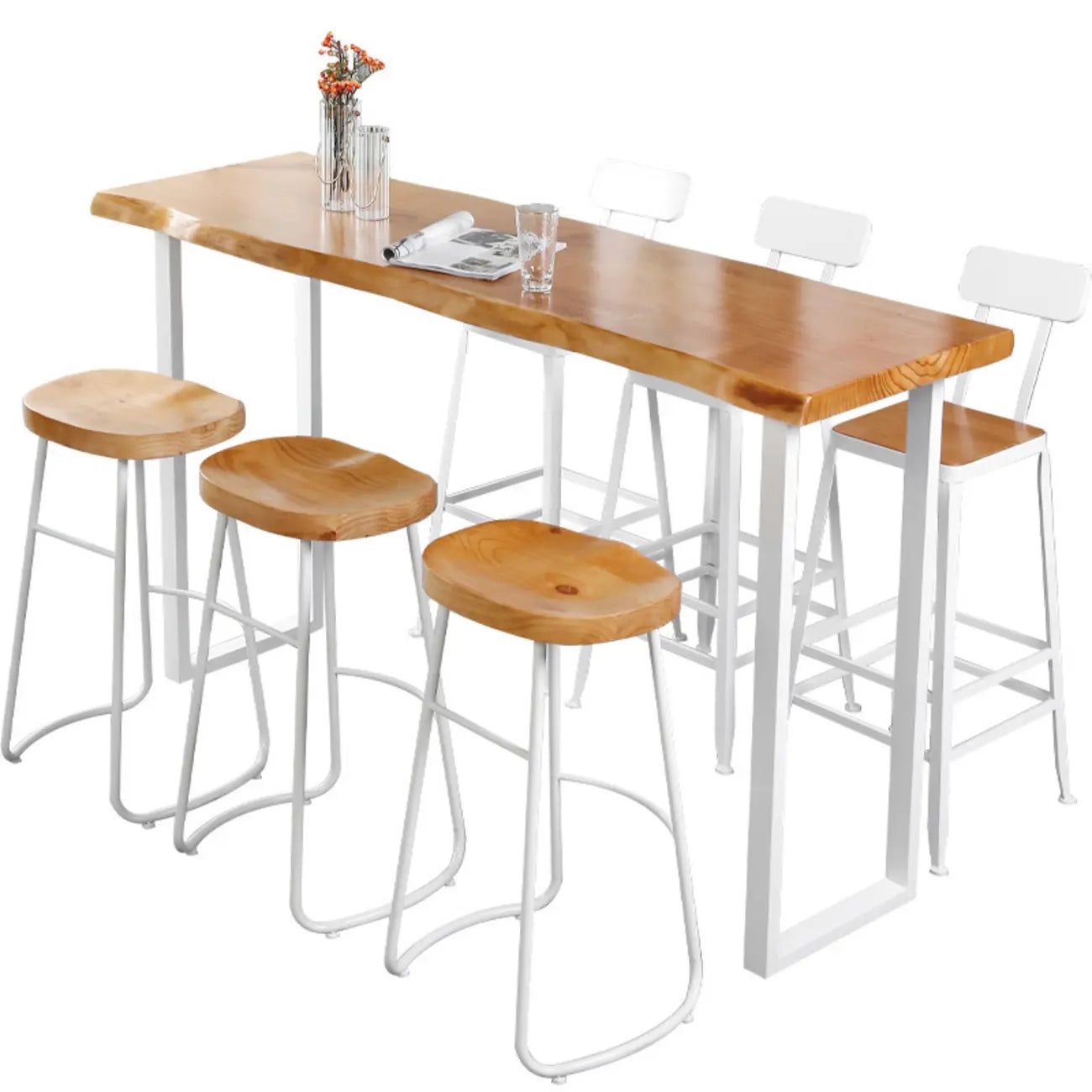 Scandinavian Hardwood Pub Table with Sled Base