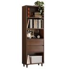 Spacious Versatile Vertical Brown Wood Bookcase with Drawers