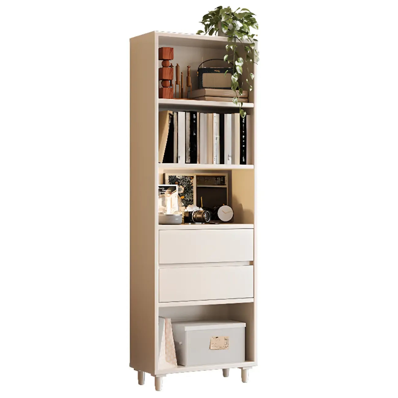 Spacious Versatile Vertical Brown Wood Bookcase with Drawers