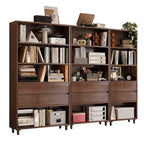 Spacious Versatile Vertical Brown Wood Bookcase with Drawers