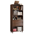Spacious Versatile Vertical Brown Wood Bookcase with Drawers