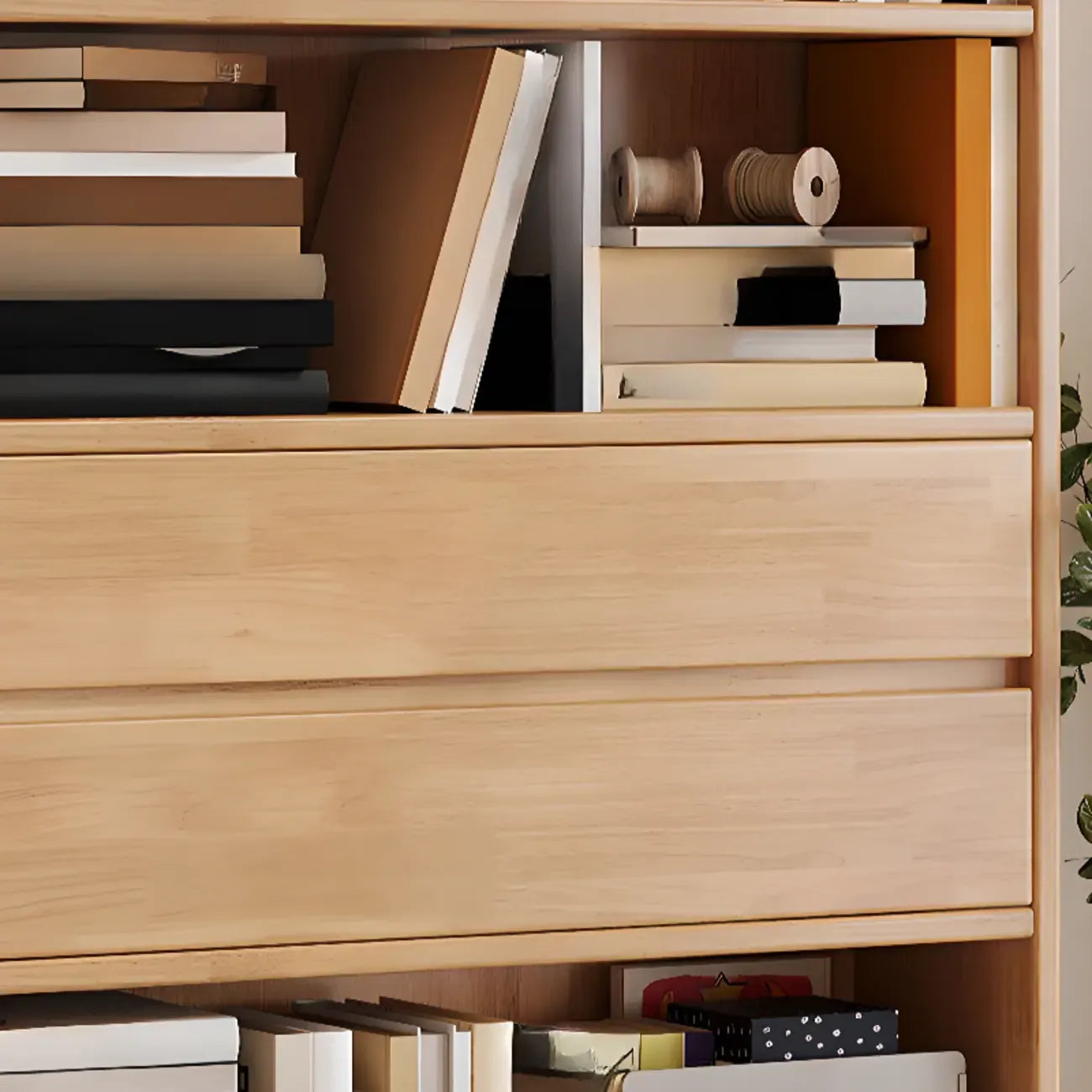 Spacious Versatile Vertical Brown Wood Bookcase with Drawers