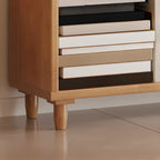 Spacious Versatile Vertical Brown Wood Bookcase with Drawers