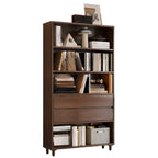 Spacious Versatile Vertical Brown Wood Bookcase with Drawers