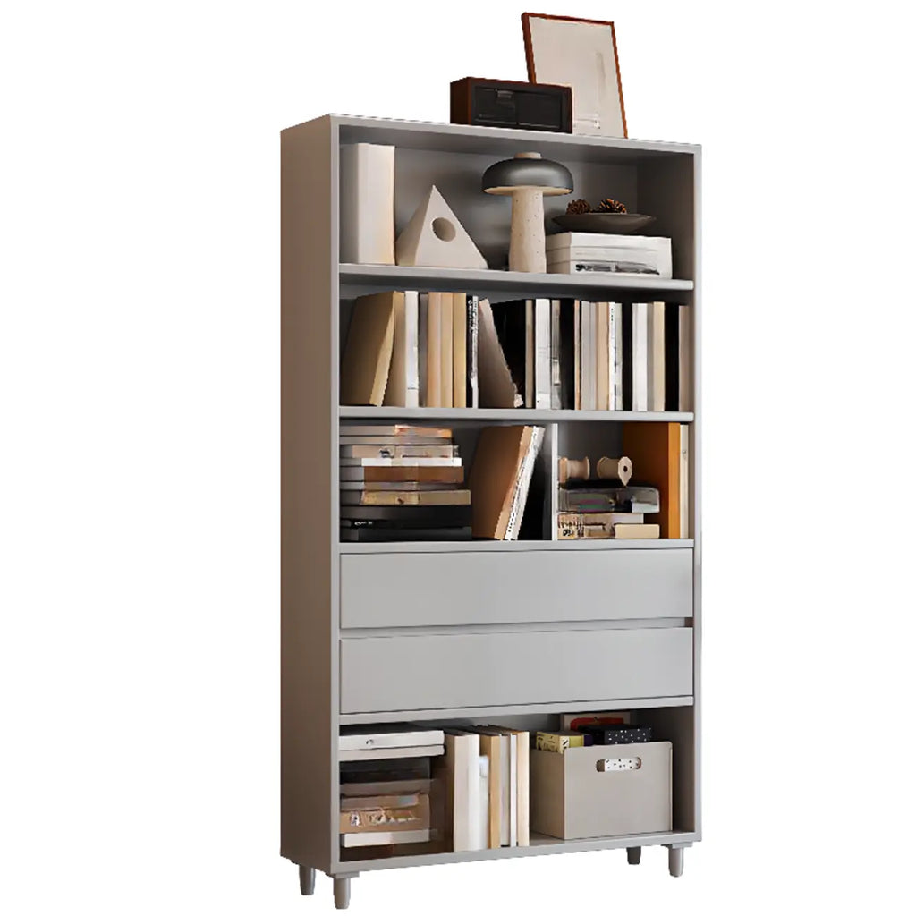 Spacious Versatile Vertical Brown Wood Bookcase with Drawers
