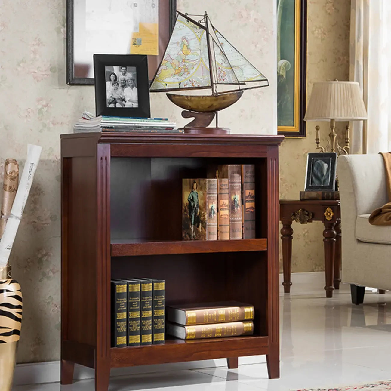 Classic Birch Wood 5-Tier Vertical Barrister Bookcase