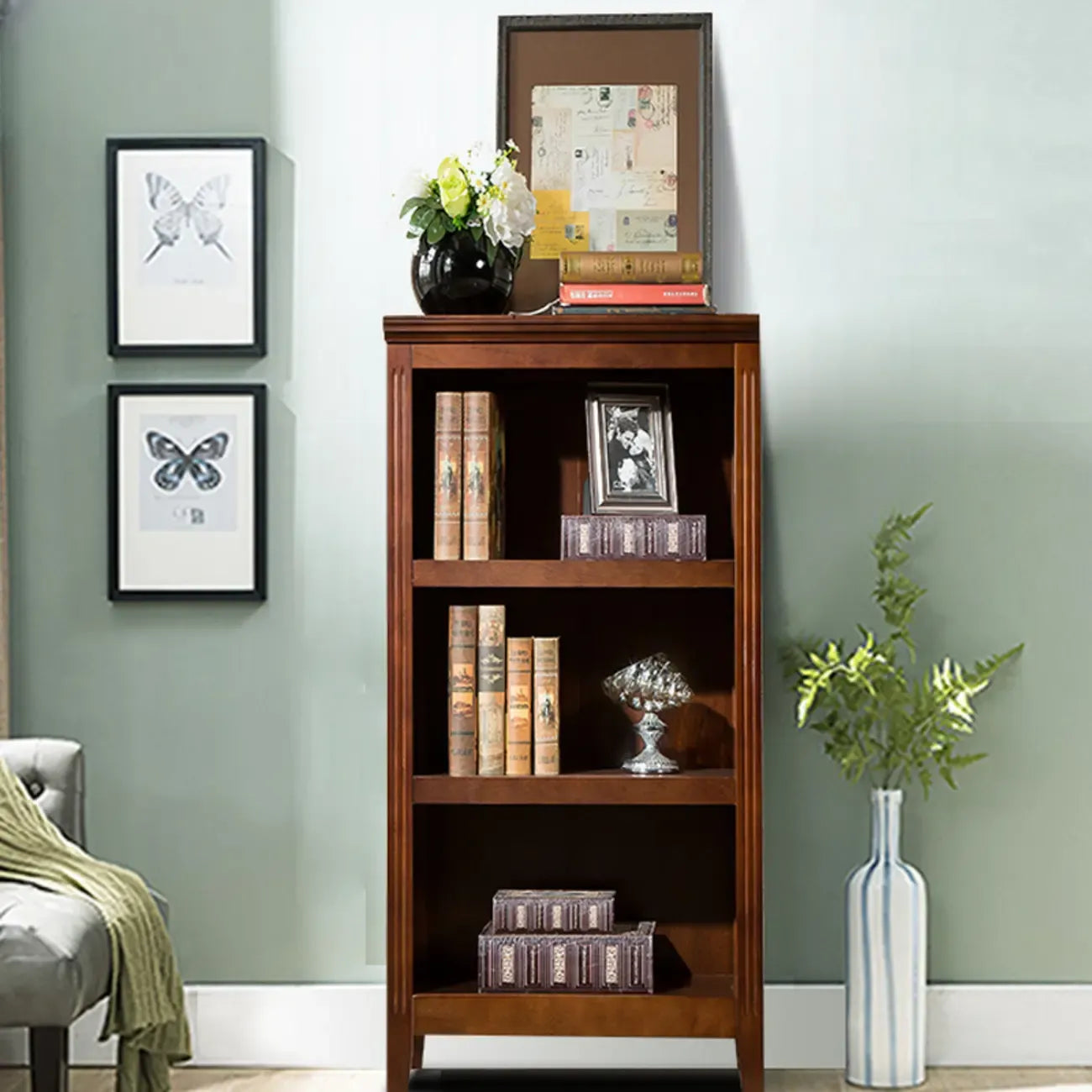 Classic Birch Wood 5-Tier Vertical Barrister Bookcase