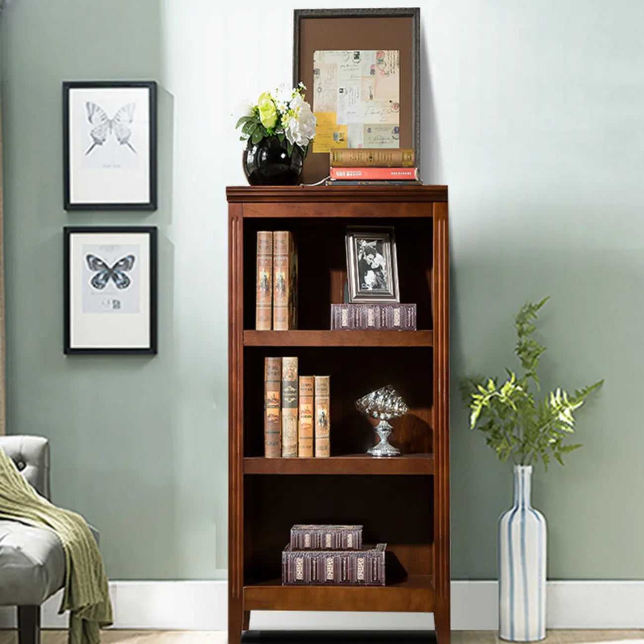 Classic Birch Wood 5-Tier Vertical Barrister Bookcase