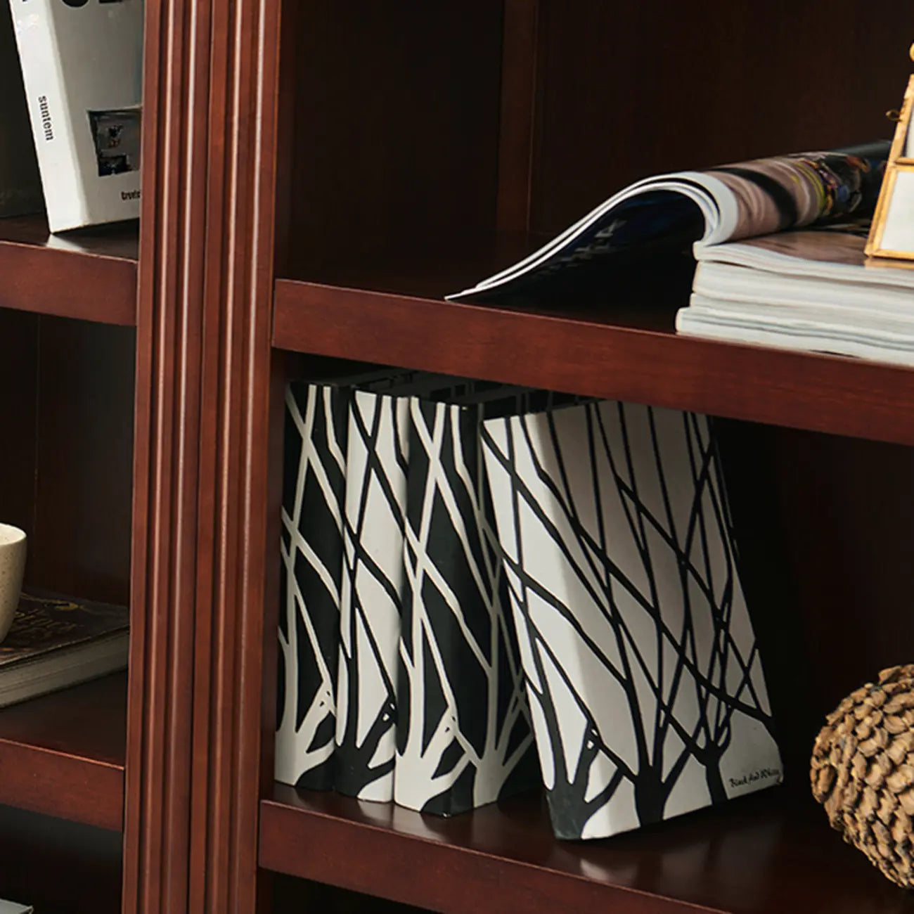 Classic Birch Wood 5-Tier Vertical Barrister Bookcase