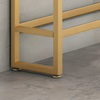 Modern Rectangle Marble Top Bar Table Gold Base with Footrest