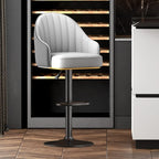 Modern Leather Swivel Adjustable Height Bar Stools