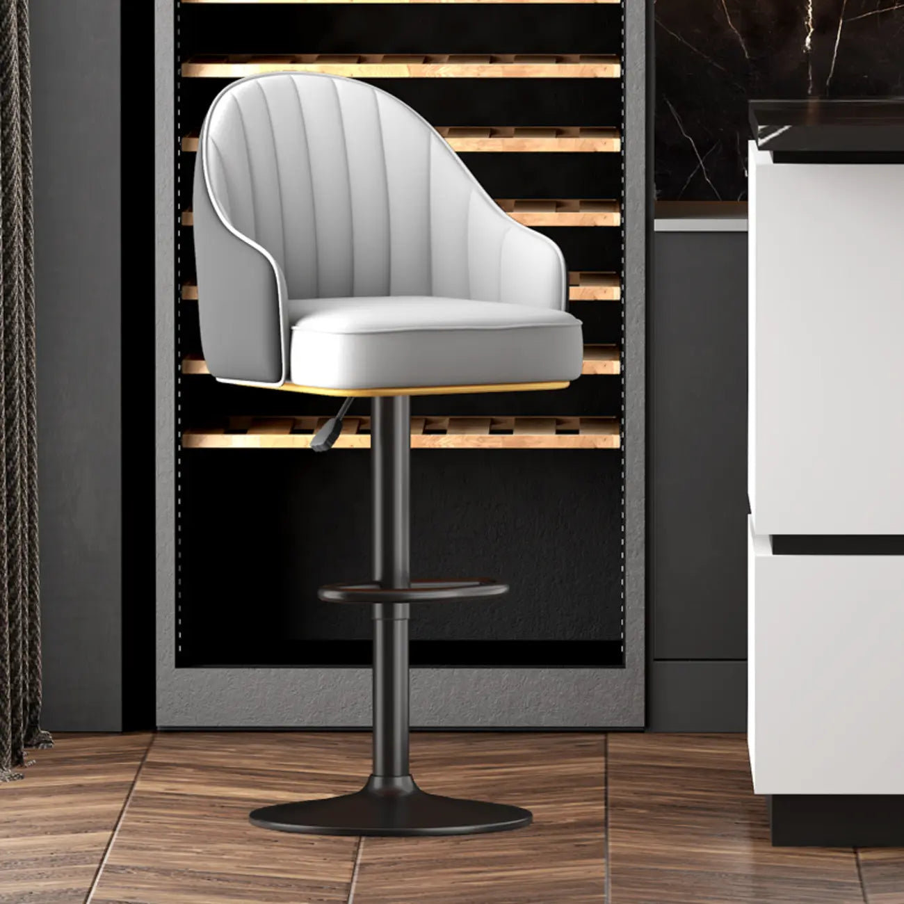 Modern Leather Swivel Adjustable Height Bar Stools