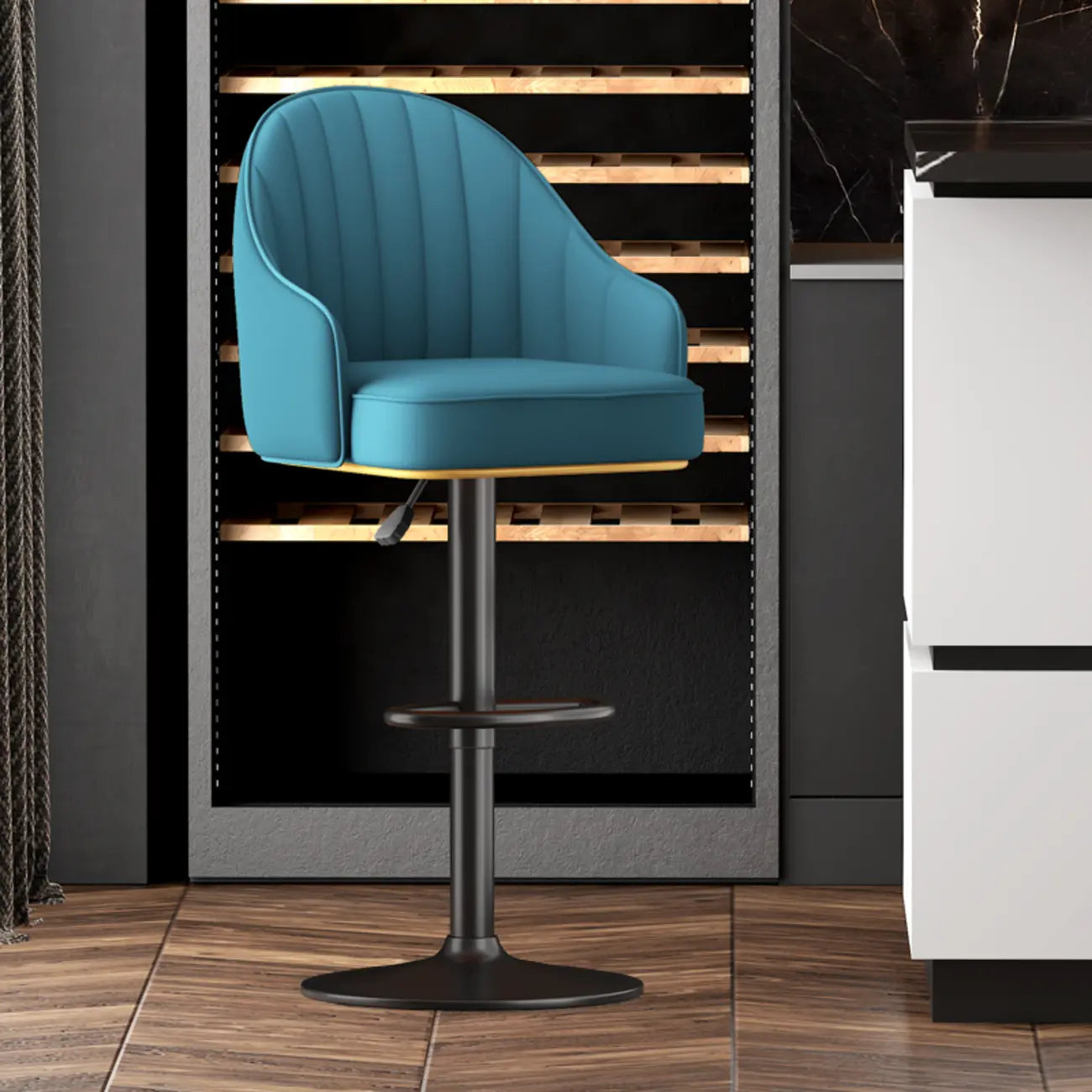 Modern Leather Swivel Adjustable Height Bar Stools