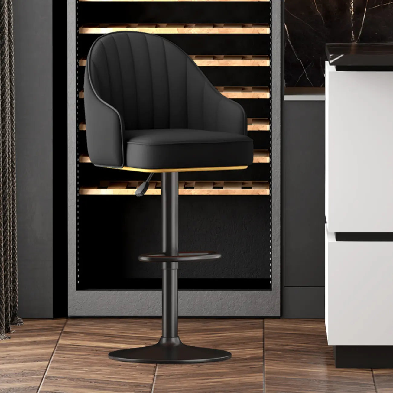 Modern Leather Swivel Adjustable Height Bar Stools