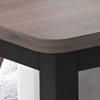 Rectangle Round Edge Wooden Bar Table Metal Base with Shelf