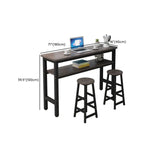 Rectangle Round Edge Wooden Bar Table Metal Base with Shelf