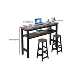 Rectangle Round Edge Wooden Bar Table Metal Base with Shelf