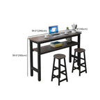 Rectangle Round Edge Wooden Bar Table Metal Base with Shelf