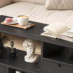 Narrow Rectangle Wooden Open Storage Black Display Shelf