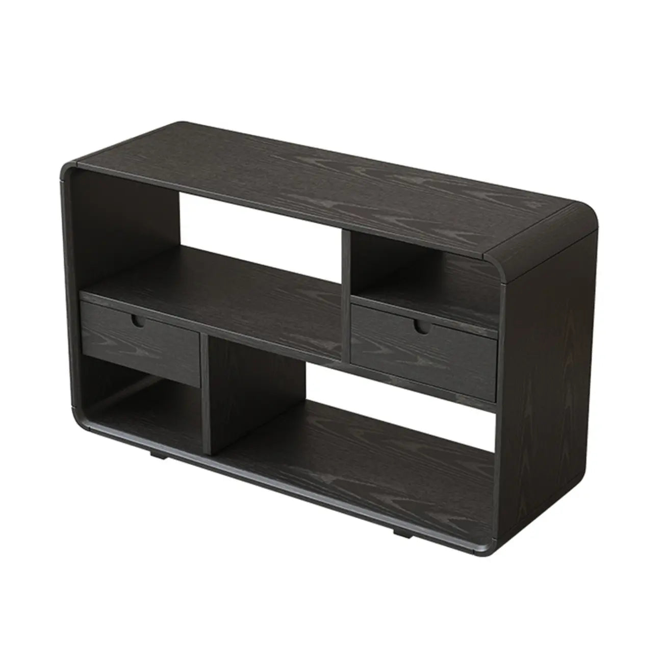 Narrow Rectangle Wooden Open Storage Black Display Shelf